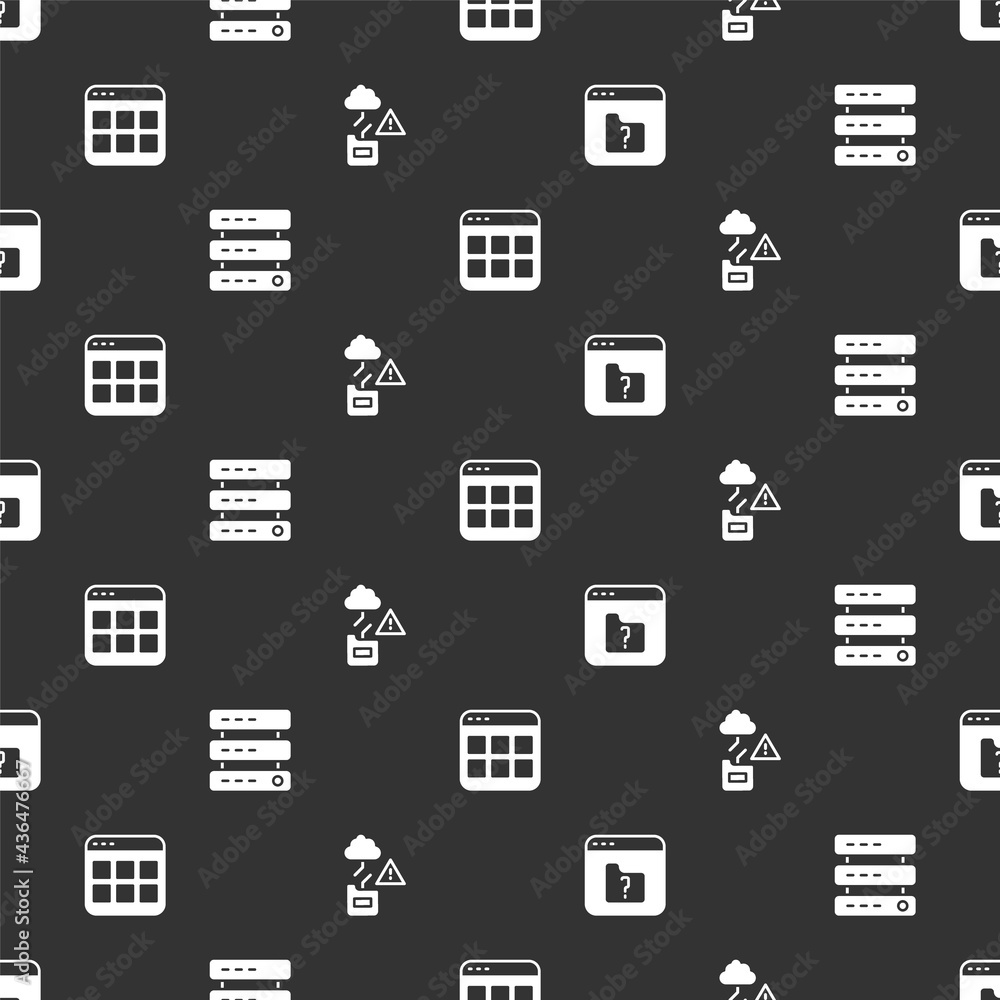 Poster set file missing, server, data, web hosting, browser files and cloud technology data transfer on sea