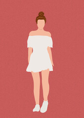 ілюстрація дівчина в білому плптті