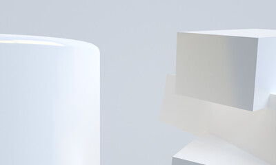 Minimal white geometry Abstract shape mock up with podium for product display on background, 3D Render