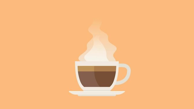 A cup of hot coffee animation. Alpha channel