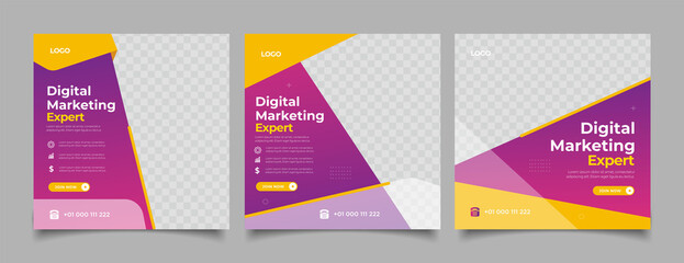 Editable Post Template Social Media Banners for Digital Marketing.	