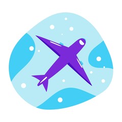 Plane vector illustration in flat style. Simple aircraft design.