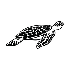 Swimming sea turtle. File for cutting and printing