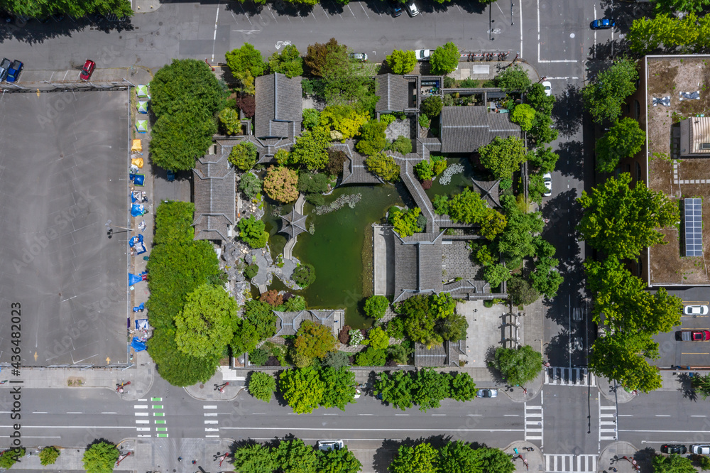 Wall mural Portland Landmark During the Day from Above