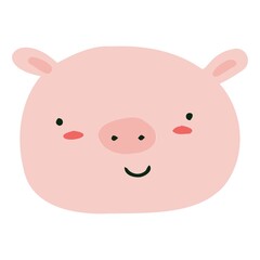 Vector pink piglet head isolated. piglet for children's room decoration, banners