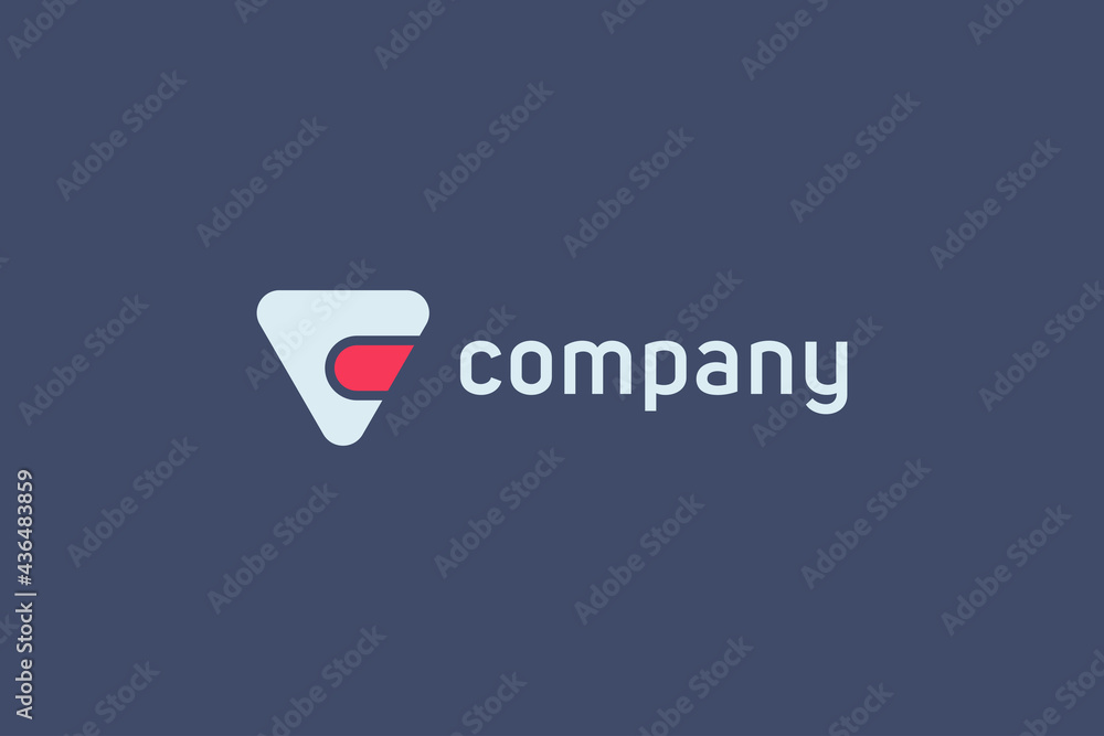 Poster abstract initial letter v and e linked logo. white and red geometric triangular rounded shape isolat