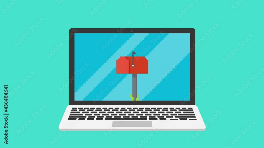 Poster pixel art style animation of a letterbox opening for incoming letter and sending letter. animation i