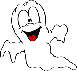 ghost flying happily, open-mouthed. hallowen party ghost