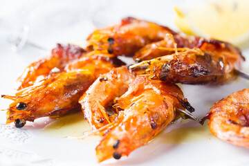 grilled bacon wrapped prawn shrimp
