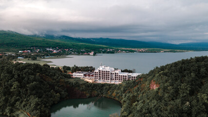 Aerial view of Zemplinska Sirava reservoir in Slovakia