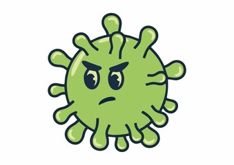 Fototapeta premium illustration of green virus with face, disease in sight