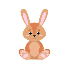 cute little gray bunny on a white background. easter bunny