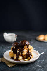 cream cake  with chocolate on a plate