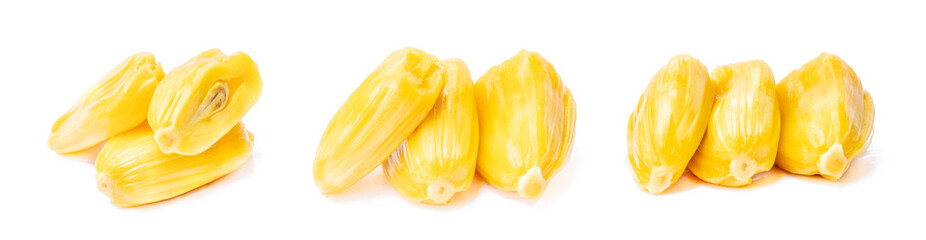 Collection of ripe Jackfruit isolated on white background