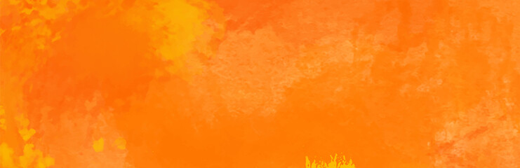 Watercolor red and orange color abstract banner.