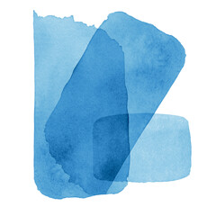 Abstract blue handmade watercolor background. Contemporary art print template. Wall art with liquid fluid texture. Geometric shapes painted with brush stroke. Modern print