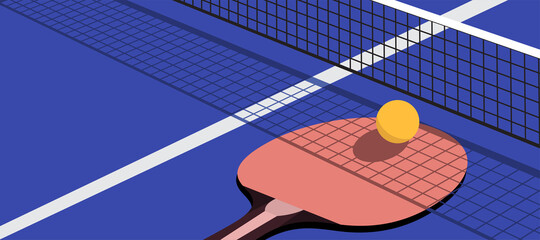 racket and ball for playing ping pong - obrazy, fototapety, plakaty