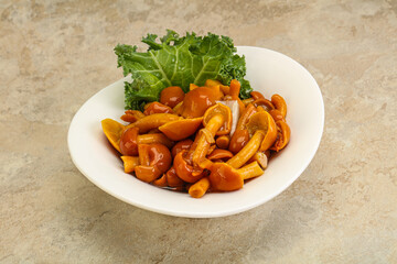 Marinated mushroom - honey agaric in the bowl