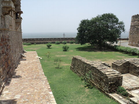 A picture of gardens and ruins at the Medieval era fort of Chittorgarh, Rajasthan.