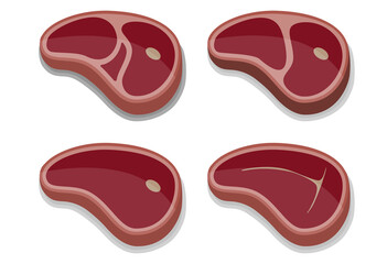 Beef Meat Steak Icons Set. Vector illustration