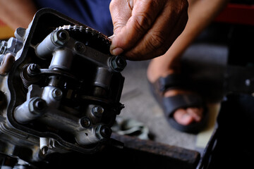 Motorcycle engine  small motorcycle  maintenance.