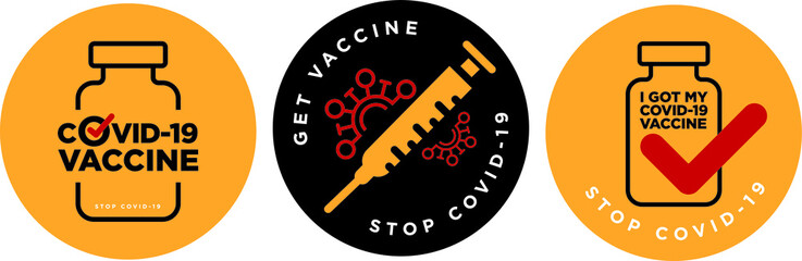 stop covid-19 vaccine signage icon - obrazy, fototapety, plakaty