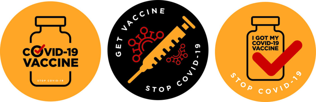 stop covid-19 vaccine signage icon
