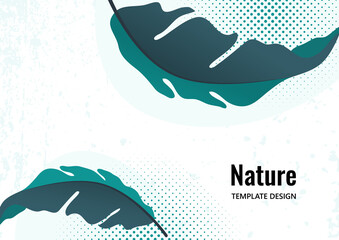 Composition from exotic tropical leaves on a white background. Template for your design. Vector