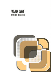 Cut squares with rounded corners and shadow, many dots. Bright geometric design for creative advertising, poster or brochure in trendy style. Vector