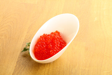 Red caviar in the bowl