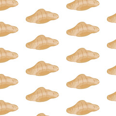 A pattern from the illustration of a beige croissant in simple flat style