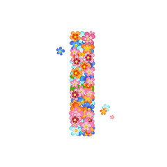 floral alphabet with colorful tiny flowers. joyful capital lette