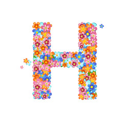 floral alphabet with colorful tiny flowers. joyful capital lette