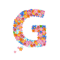 floral alphabet with colorful tiny flowers. joyful capital lette