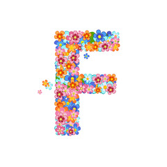 floral alphabet with colorful tiny flowers. joyful capital lette