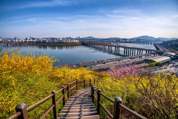 view of Han river in Seoul south Korea