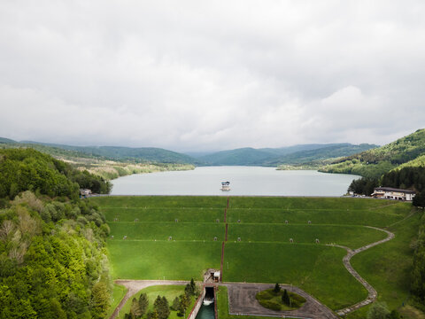 Aerial view of Starina reservoir in Slovakia