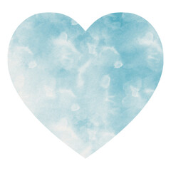 Heart shaped abstract watercolor illustration in light blue and blue colors