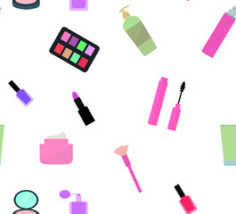 Obraz premium Vector illustration. Cosmetic pattern. It can be used for packaging, creating your own designs for postcards, banners, and the like. 