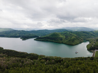 Aerial view of Starina reservoir in Slovakia