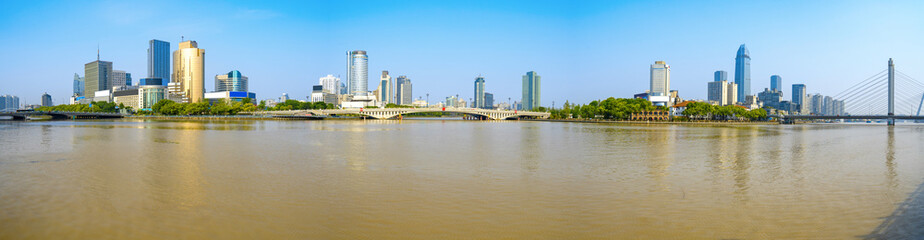 Fototapeta na wymiar Bridge and city skyline in Ningbo, China