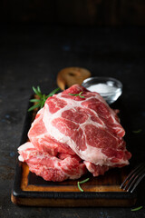 Fresh meat, marbled pork steak