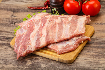 Raw pork ribs for cooking