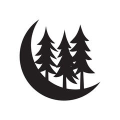 Obraz premium pine trees and moon, vector