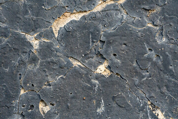 The texture of a stone wall, floors, concrete destruction, metal corrosion and rusty antiquity, the...