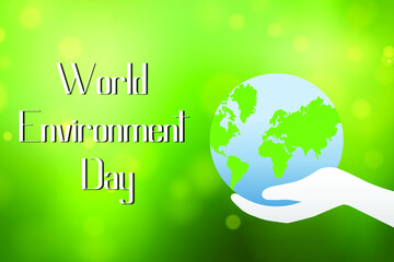 World environment day concept vector art, hand-holding earth, the concept of Earth Day, and Conservation of the Environment.