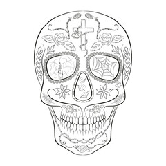 Traditional sugar skull. Element of design for the day of the dead.
