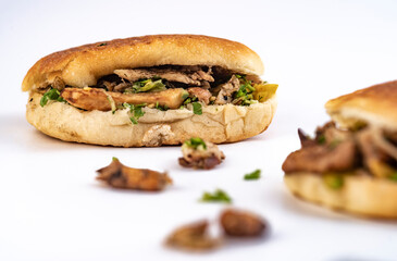 two shawarma sandwich, doner kebab, gyros on white background