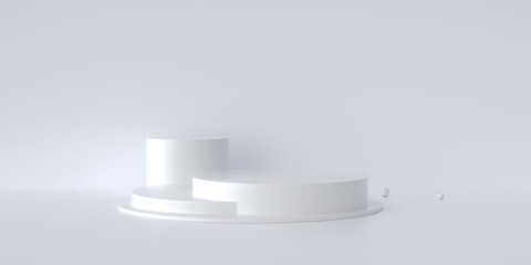 3D render white geometric background