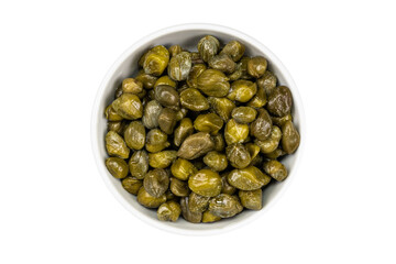 pickled marinated capers isolated on white background